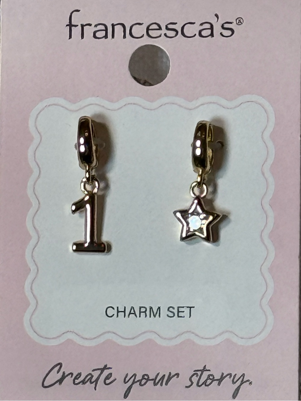 francesca's Goldtone Number 1 and Star Charm Earrings